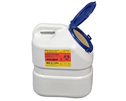 Blue and White Pharmaceutical Sharps Container 