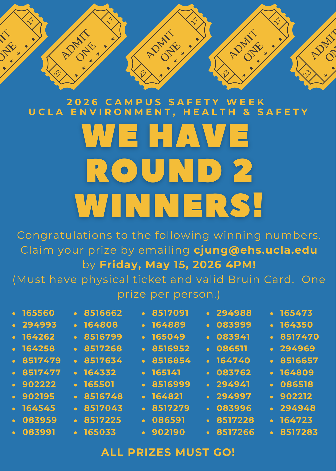 Round Two Raffle winners